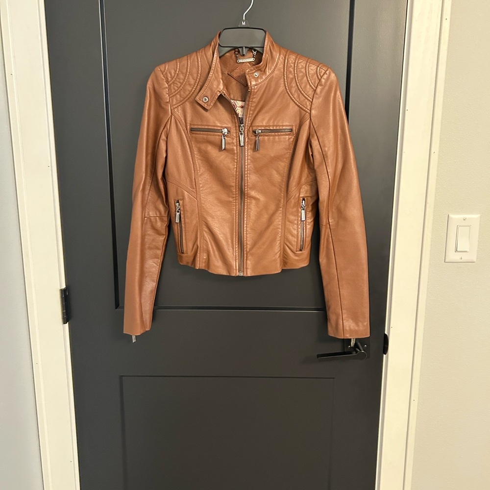 Jou Jou Camel Leather Jacket